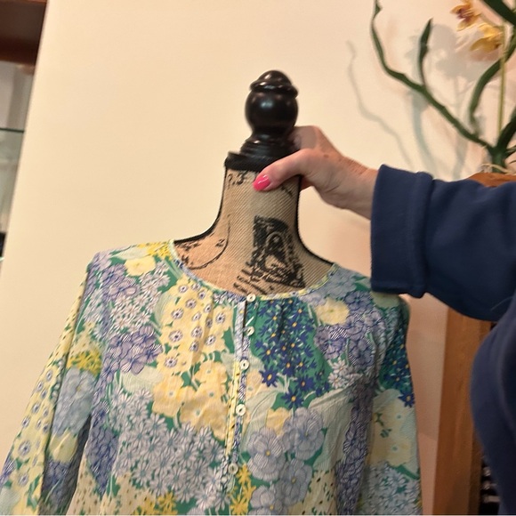 Talbots Floral Blouse - Blue and Yellow - Picture 6 of 7